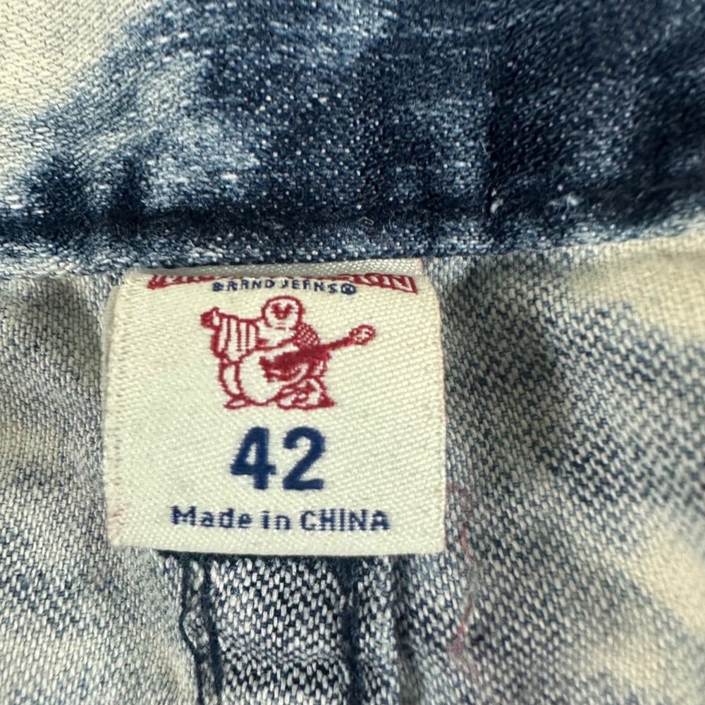 True Religion Mens Size 42 Jeans Acid Wash Denim‎ Straight Leg Pants - Picture 7 of 16